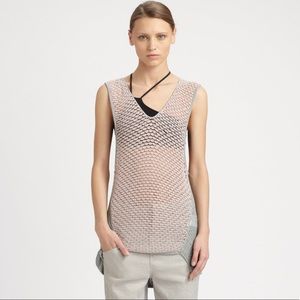 Helmut Lang Crepe Gauze Knit Tank in Grey